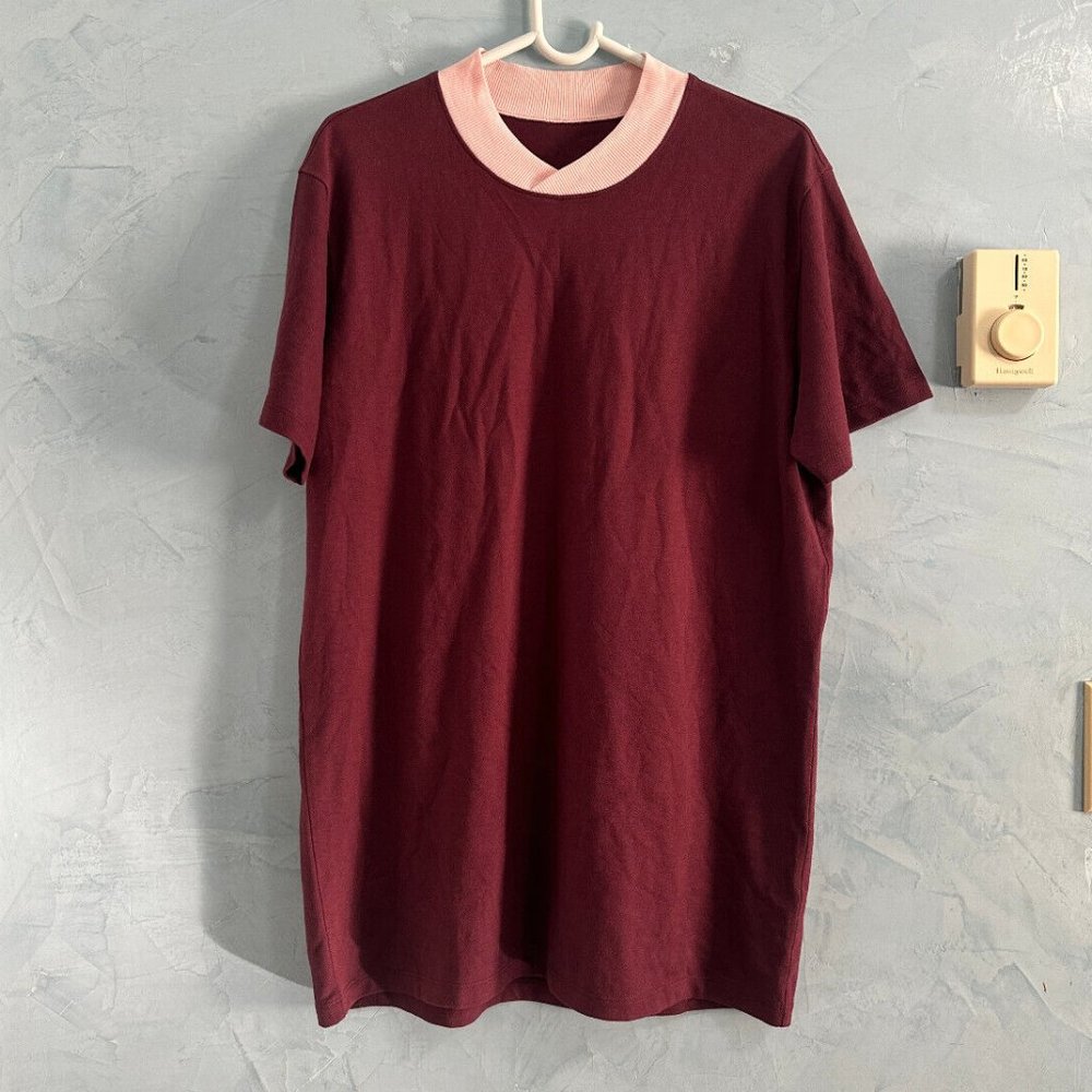 Jason‎ Scott Burgundy Polo Crossover Collar Golf Shirt Sz M